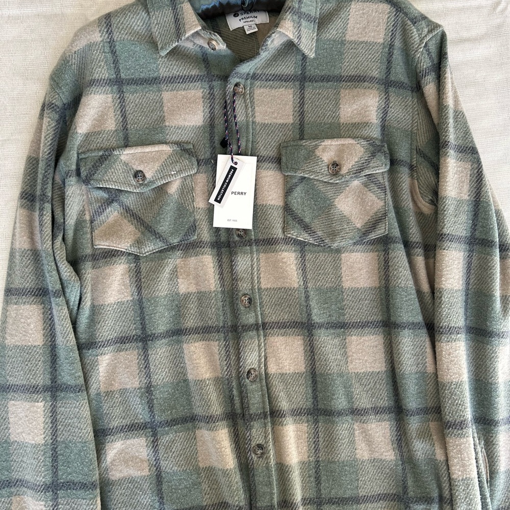 Sperry Premium Plaid Shirt in Green and Tan